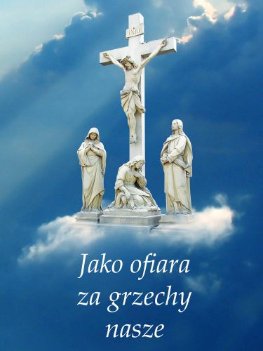 Baner na Wielki Post "Jako ofiara za grzechy nasze" 75x100 cm