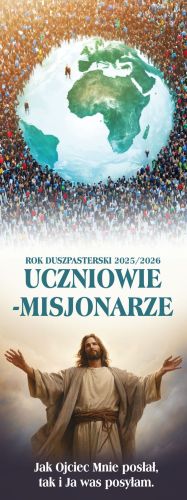 Baner na Rok Duszpasterski 2025/2026 "Uczniowie-misjonarze" 75x200 cm