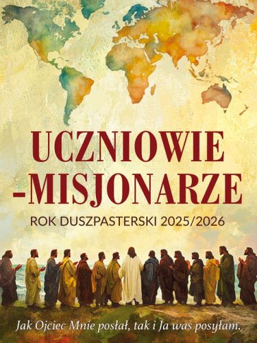 Baner na Rok Duszpasterski 2025/2026 "Uczniowie-misjonarze" 75x100 cm