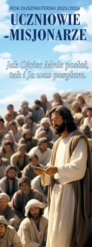 Baner na Rok Duszpasterski 2025/2026 "Uczniowie-misjonarze" 75x200 cm