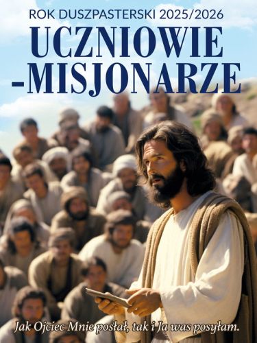Baner na Rok Duszpasterski 2025/2026 "Uczniowie-misjonarze" 75x100 cm
