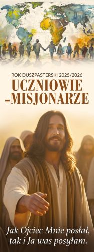 Baner na Rok Duszpasterski 2025/2026 "Uczniowie-misjonarze" 75x200 cm