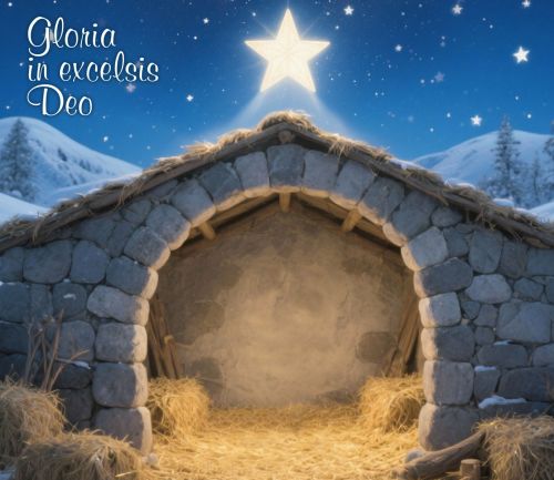 Tło do szopki, stajenka “Gloria in excelsis Deo” 150x130 cm