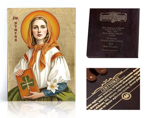 Ikona religijna Święta Dymfna - dedykacja / własny tekst