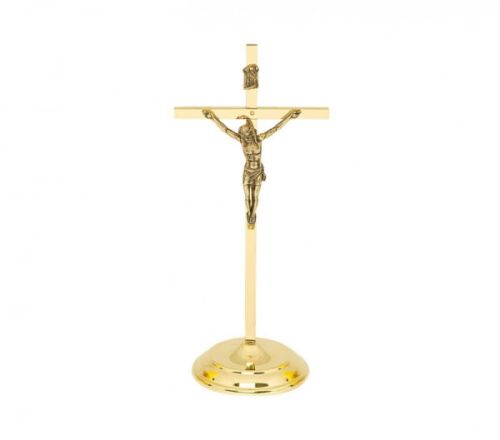 Nowoczesny krzyż stojący z mosiądzu - 20 cm