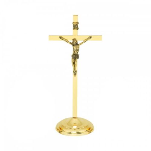 Nowoczesny krzyż stojący z mosiądzu - 26 cm