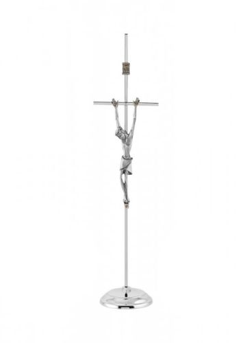 Nowoczesny krzyż stojący ze stali nierdzewnej - 34 cm
