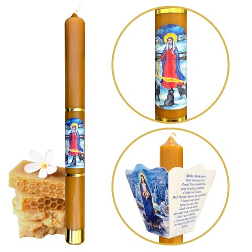 Świeca Gromniczna z wosku  + okapnik