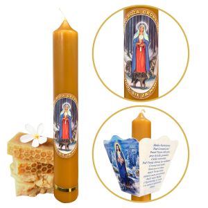 Świeca Gromniczna z wosku + okapnik - 21 cm