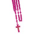 Różaniec Komunijny drewniany | różowy