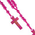Różaniec Komunijny drewniany | różowy