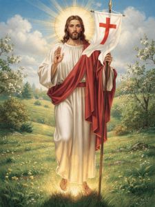 Baner na Wielkanoc Jezus Zmartwychwstały 75x100 cm