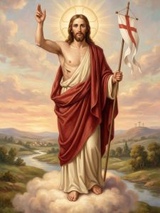 Baner na Wielkanoc Jezus Zmartwychwstały 75x100 cm