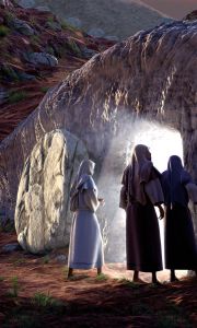 Tło do Grobu Pańskiego, różowy z trzema postaciami 120x200cm