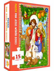 Puzzle 15 el. Pan Jezus wśród dzieci 