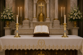 Mosiężny lichtarz liturgiczny 34 cm
