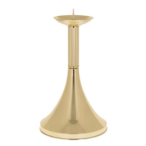 Gładki lichtarz kościelny mosiądz polerowany - 42 cm