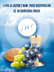 Baner na Boże Ciało " A oto ja Jestem z Wami" 75x100 cm