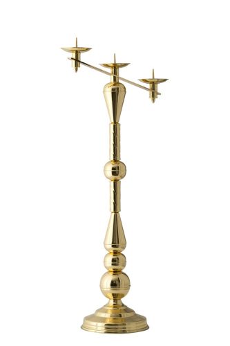 Lichtarz mosiężny trójramienny – wysokość 104 cm