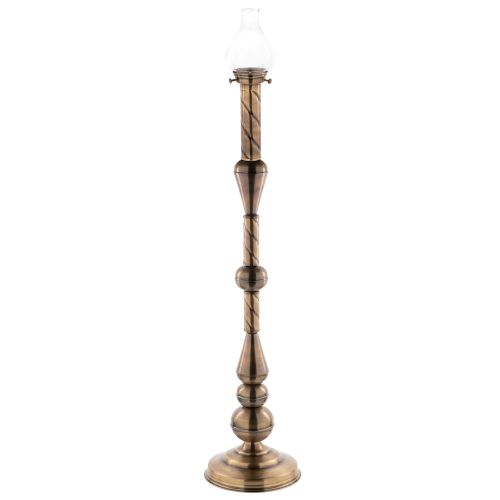 Akolitka mosiężna patynowana z kloszem – wysokość 121 cm