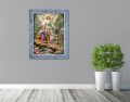 Obraz religijny na płótnie Anioł stróż w szarej ramie vintage