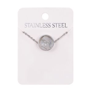 Naszyjnik - Matka Boża - Perla Madre - Stainless Steel