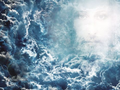 Tło do Grobu Pańskiego - pochmurne niebo i Jezus Chrystus 155x140cm