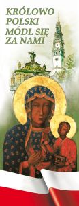 Baner religijny Matka Boża Częstochowska "Królowo Polski módl się za nami" 75x200 cm