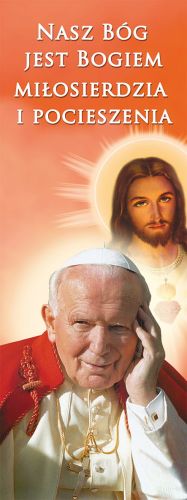 Baner Święty Jan Paweł II i Jezus Miłosierny 75x200 cm
