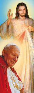 Baner Jezus Miłosierny i Święty Jan Paweł II 75x200 cm