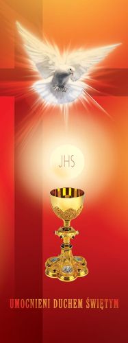 Baner na Boże Ciało "Umocnieni Duchem Świętym" 75x200cm