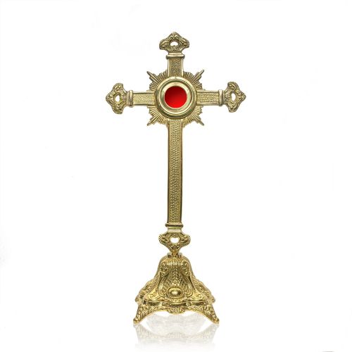 Relikwiarz - krzyż - mosiądz