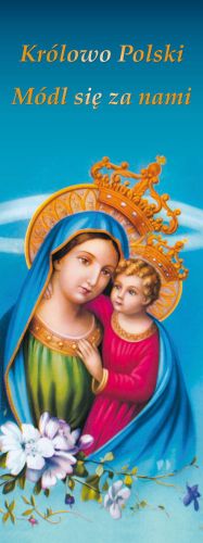 Baner religijny Matka Boża z Dzieciątkiem Jezus "Królowo Polski.." 75x200 cm