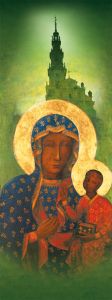 Baner religijny Matka Boża Częstochowska 75x200 cm