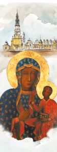 Baner religijny Matka Boża Częstochowska 75x200 cm