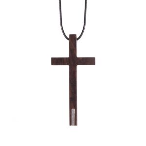 Naszyjnik krzyżyk - drewniany