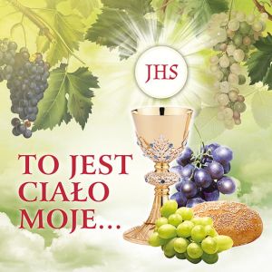 Baner na Boże Ciało "To jest ciało moje" 150x150cm
