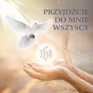 Baner na Boże Ciało "Przyjdźcie do mnie wszyscy" 150x150cm