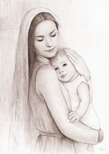 Plakat Religijny Matka Boża z Dzieciątkiem Jezus