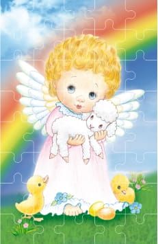 Puzzle Wielkanocne Aniołek z barankiem