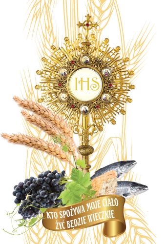 Emblemat eucharystyczny plakat Boże Ciało Pierwsza Komunia Święta
