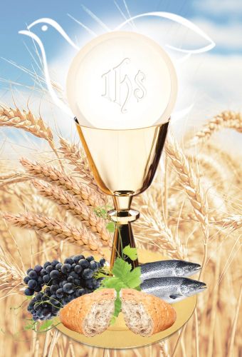 Emblemat eucharystyczny plakat Boże Ciało Pierwsza Komunia Święta