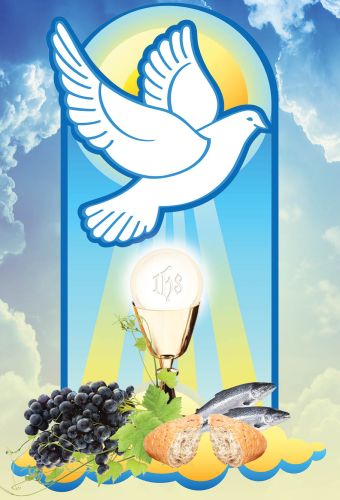 Emblemat eucharystyczny plakat Boże Ciało Pierwsza Komunia Święta