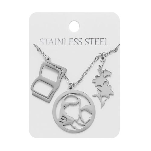 Naszyjnik - Św. Antoni - Dzieciątko Jezus - lilia - książka - Stainless Steel