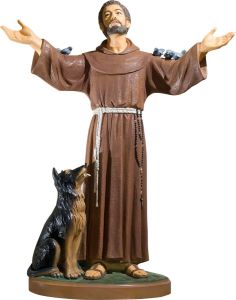 Figura - Święty Franciszek (z gołąbkami i psem) (103 cm)