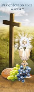 Baner na Boże Ciało "Przyjdźcie do mnie wszyscy" 75x200 cm