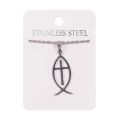 Naszyjnik - rybka chrześcijańska - krzyżyk - Stainless Steel