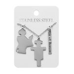 Naszyjnik - św. Franciszek z Asyżu - Pax et Bonum - Krzyż z San Damiano - Stainless Steel