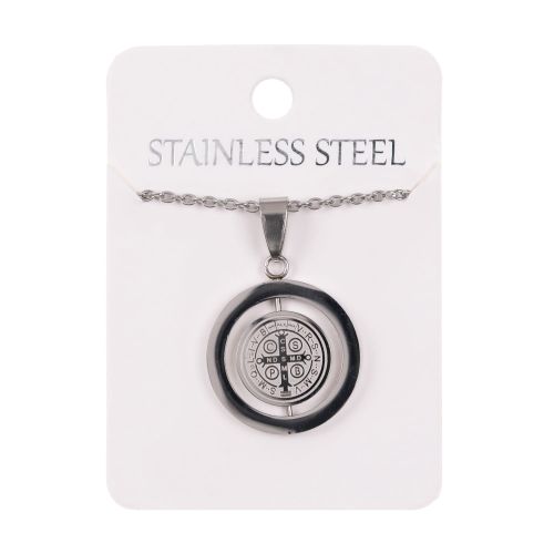 Naszyjnik - medalion - św. Benedykt - Stainless Steel